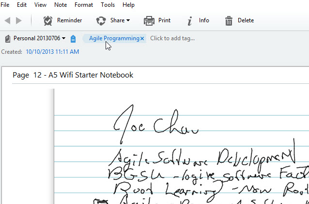 Organize your Livescribe notes with tags.